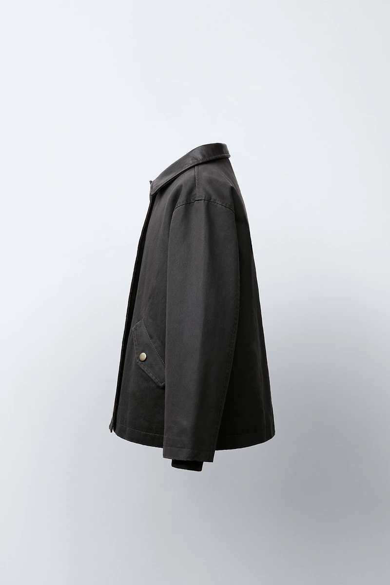 WAXED JACKET WITH FAUX FUR COLLAR
