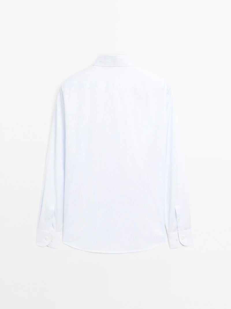 Slim fit striped 100% cotton shirt