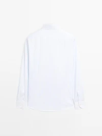 Slim fit striped 100% cotton shirt