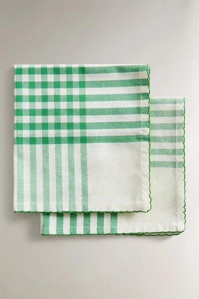 SET OF DYED COTTON CHECK NAPKINS (SET OF 2)