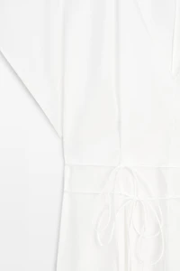 Poplin flounce midi dress