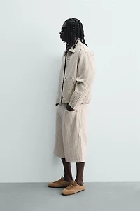 CROPPED STRIPED FIREMAN CLASP JACKET