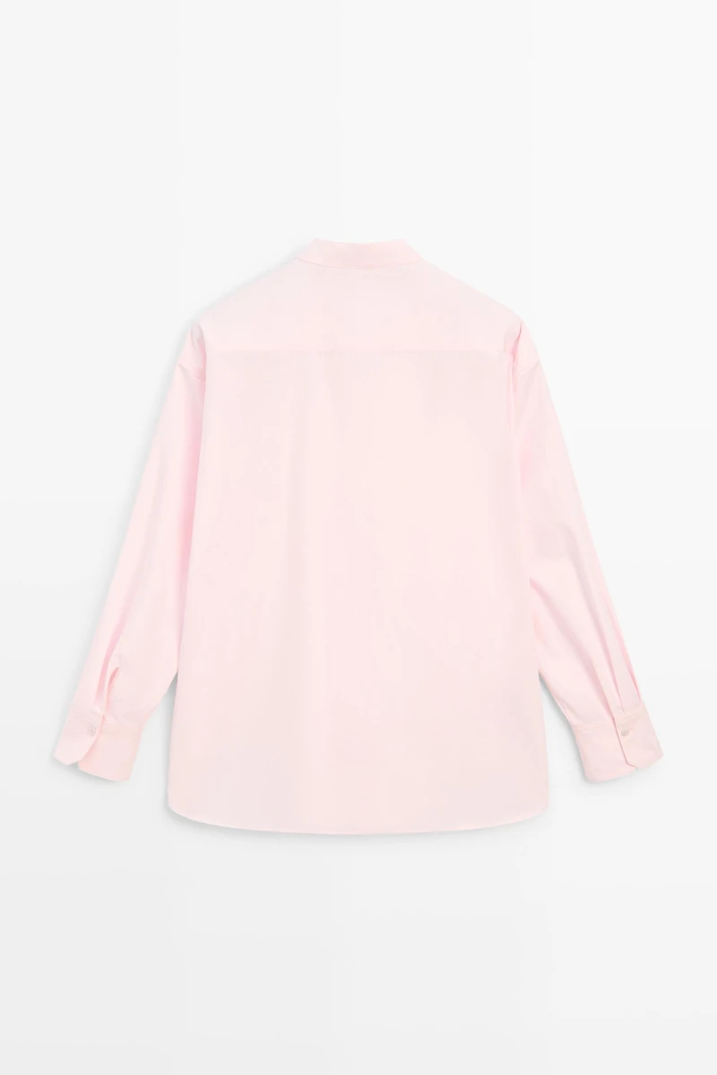 Cotton-blend stand collar shirt