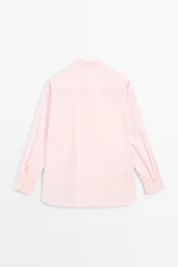 Cotton-blend stand collar shirt
