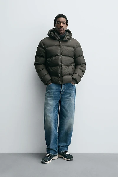 WATER REPELLENT HOODED PUFFER JACKET