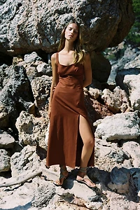 LINEN MIDI DRESS