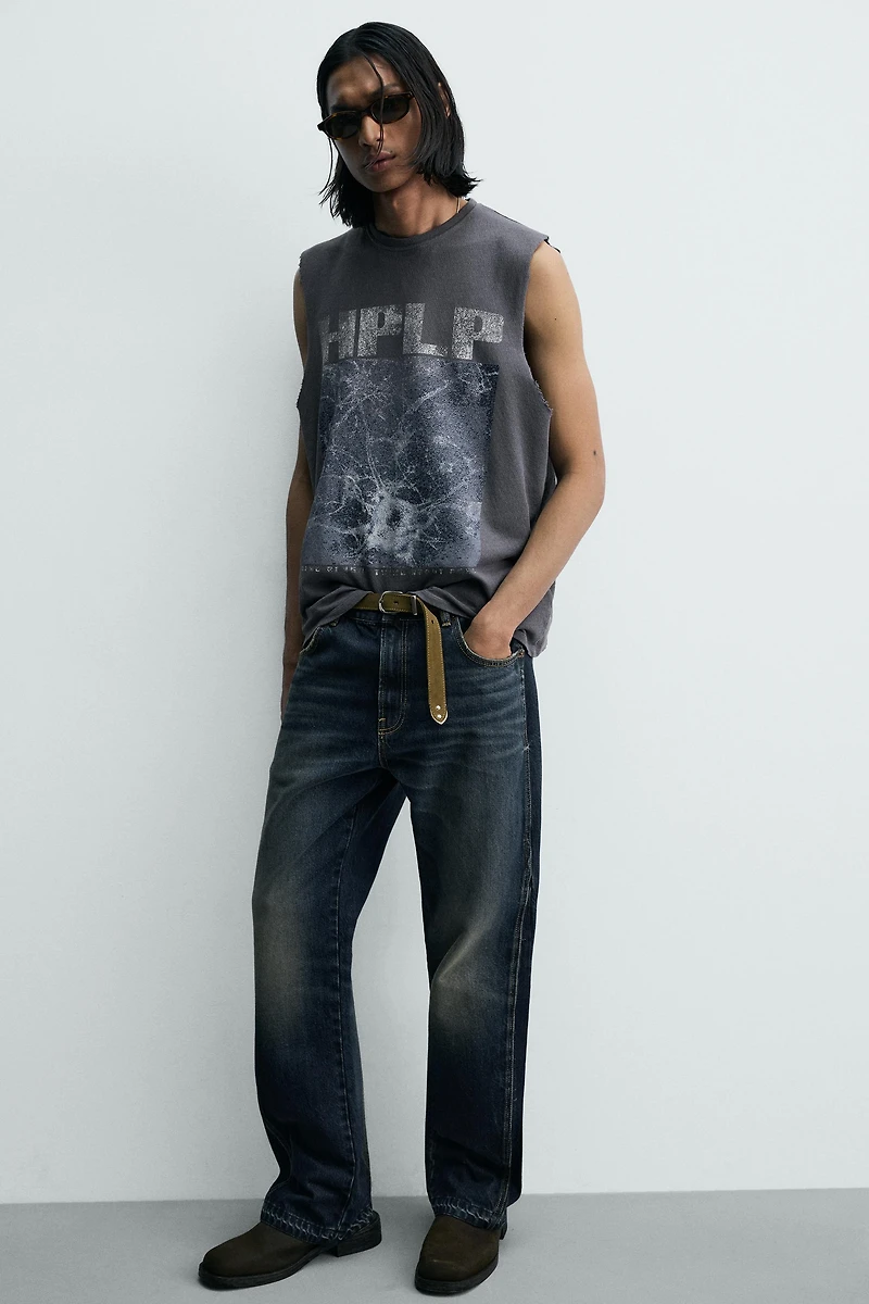 WASHED KNIT PRINTED TANK TOP