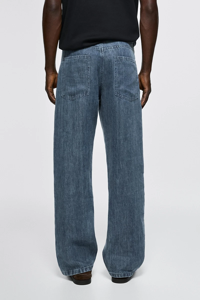 100% linen wide-leg jeans