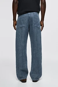 100% linen wide-leg jeans