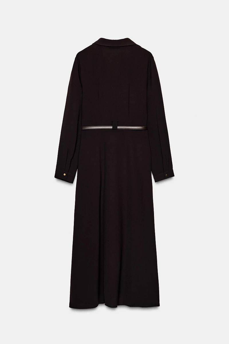 BELTED MIDI SHIRTDRESS