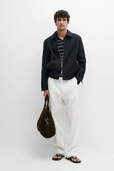 Pantalon détaillé à pinces 100 % lin