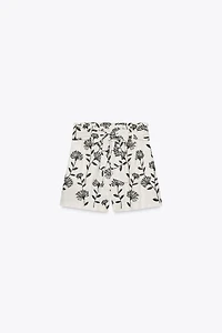 EMBROIDERED PAPER BAG BERMUDA SHORTS