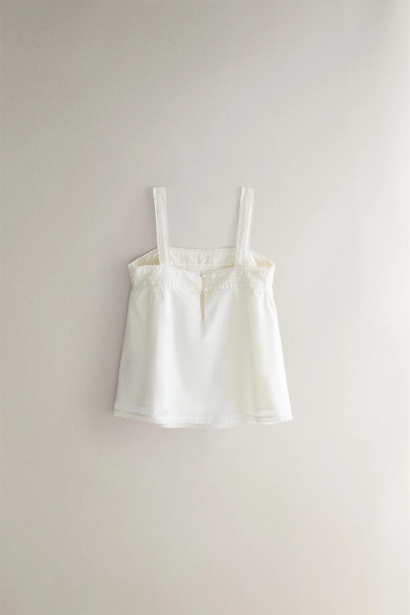 LACE AND PINTUCK STRAPPY TOP