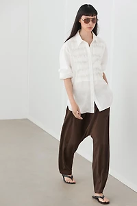 Chemisier avec plastron 100 % lin