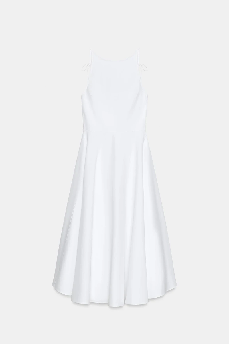 VOLUMINOUS GABARDINE MIDI DRESS