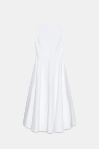 VOLUMINOUS GABARDINE MIDI DRESS