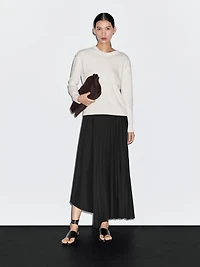 Denim midi skirt with plank detail