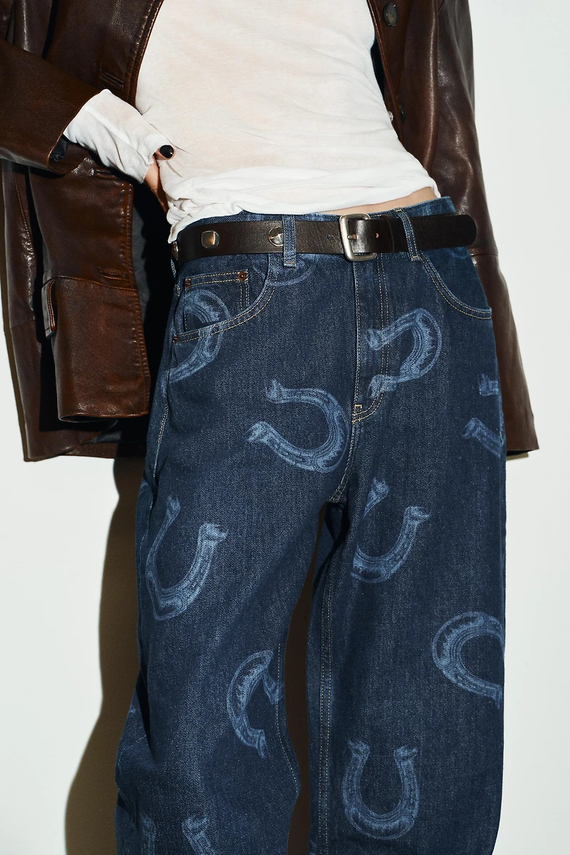 HIGH WAIST HORSESHOE TRF BARREL JEANS