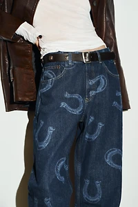 HIGH WAIST HORSESHOE TRF BARREL JEANS