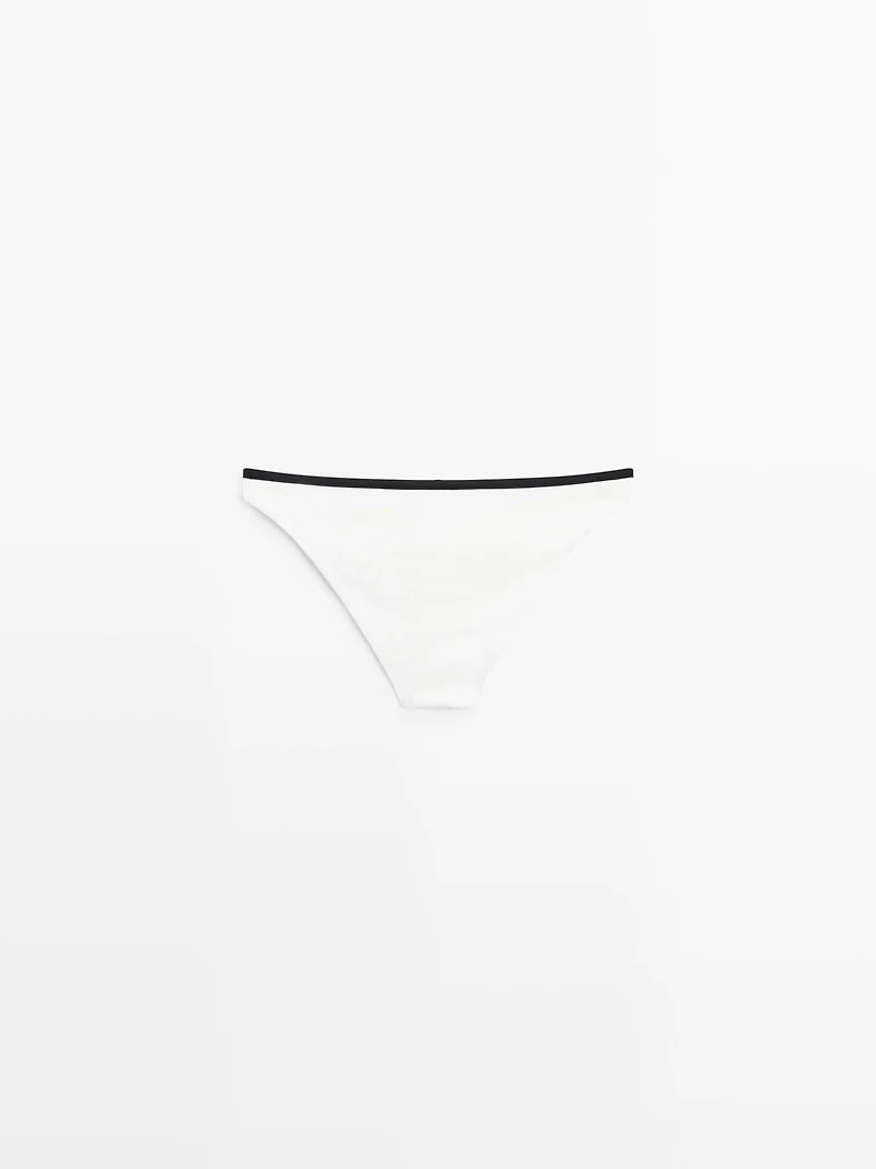 Contrast textured bikini bottoms