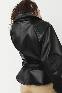 FAUX LEATHER JACKET WITH BELT