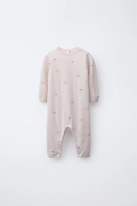 100% MERINO WOOL BIRD PRINT LONG JUMPSUIT