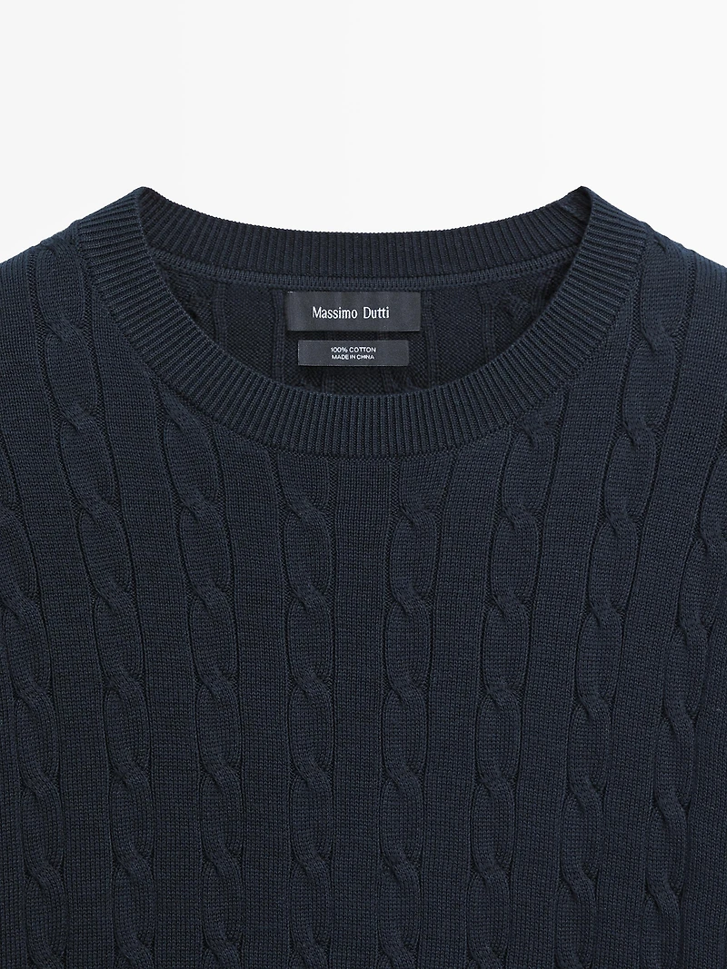 100% cotton cable-knit sweater
