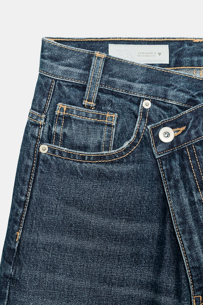 TRF HIGH-WAIST CROSSOVER WAIST WIDE LEG JEANS