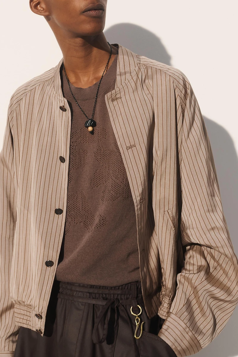 BLOUSON BOMBER COURT RAYURES VISCOSE-CUPRO