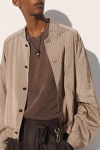 BLOUSON BOMBER COURT RAYURES VISCOSE-CUPRO