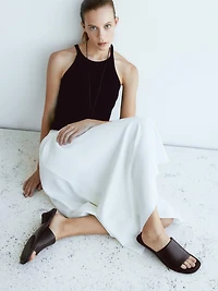 Soft high-heel slide sandals