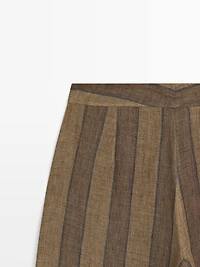 Striped linen wide-leg trousers