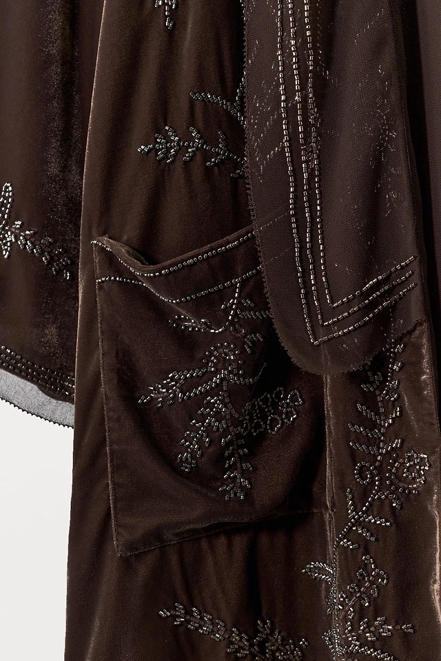 Zara LIMITED EDITION BEADED VELVET KIMONO | Place Rosemre