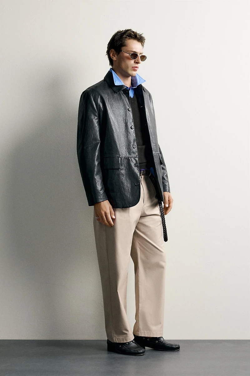 STRAIGHT FIT PLEATED PANTS