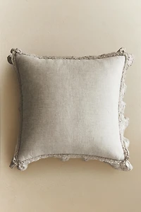 LINEN THROW PILLOW COVER WITH A LACE TRIM