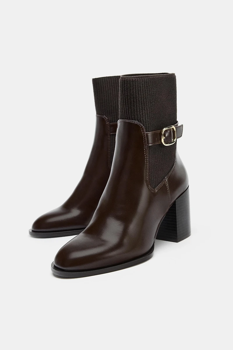 FABRIC SHAFT HEELED ANKLE BOOTS