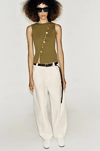 ASYMMETRIC BUTTONED KNIT TOP