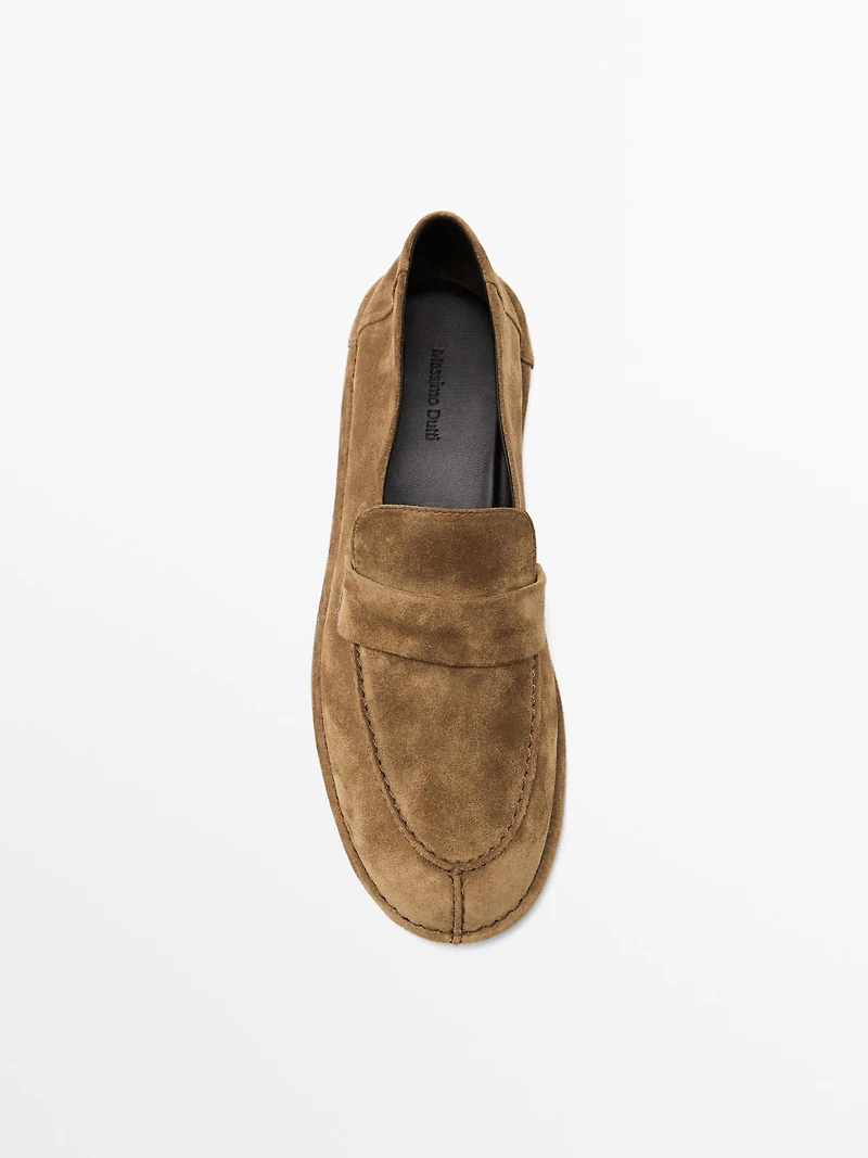 Mocassins souples en croûte de cuir