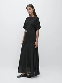 Long contrast short-sleeve dress