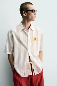 CHEMISE EN JACQUARD À RAYURES BRODÉES