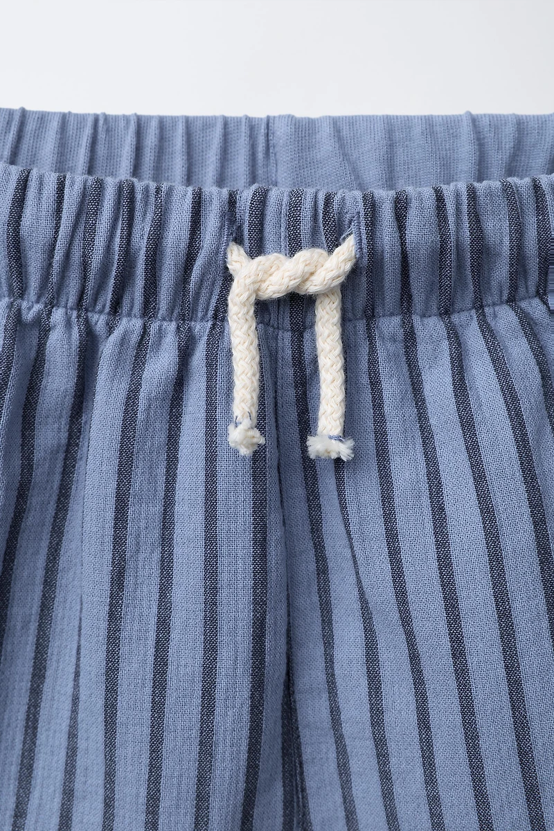 STRIPED COMBINATION STRAIGHT SHORTS