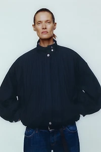 PINSTRIPED BOMBER JACKET