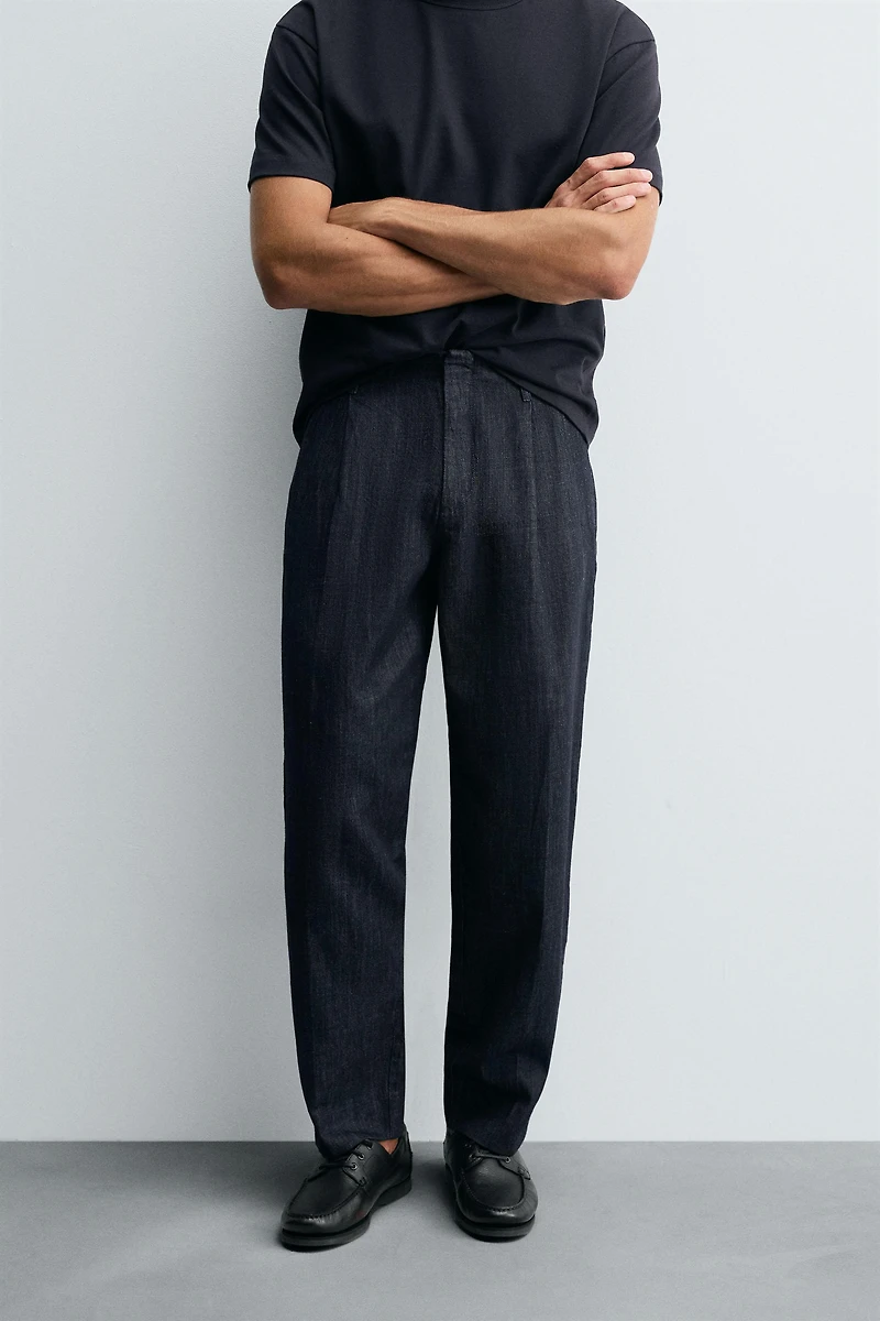 WIDE FIT CROPPED DENIM PANTS