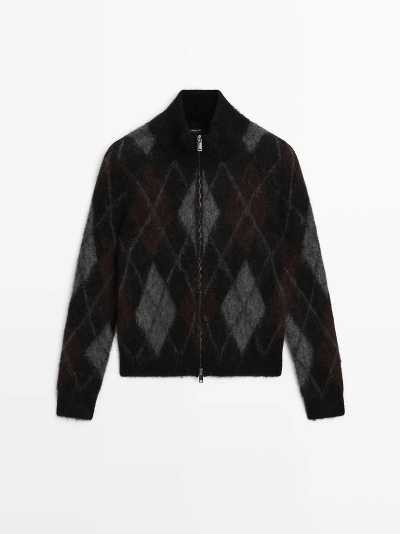Wool and alpaca argyle cardigan