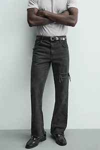 FLARE FIT RIPPED JEANS