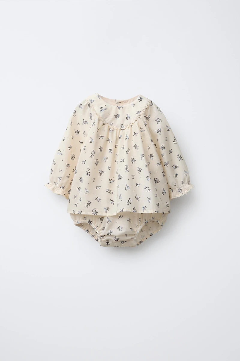 FLORAL PRINT BODYSUIT DRESS