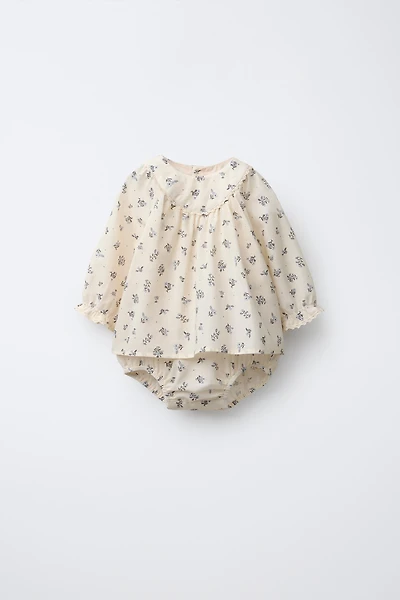 FLORAL PRINT BODYSUIT DRESS