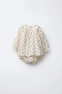 FLORAL PRINT BODYSUIT DRESS