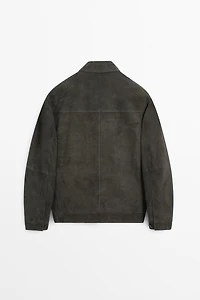 Veste poches cuir daim