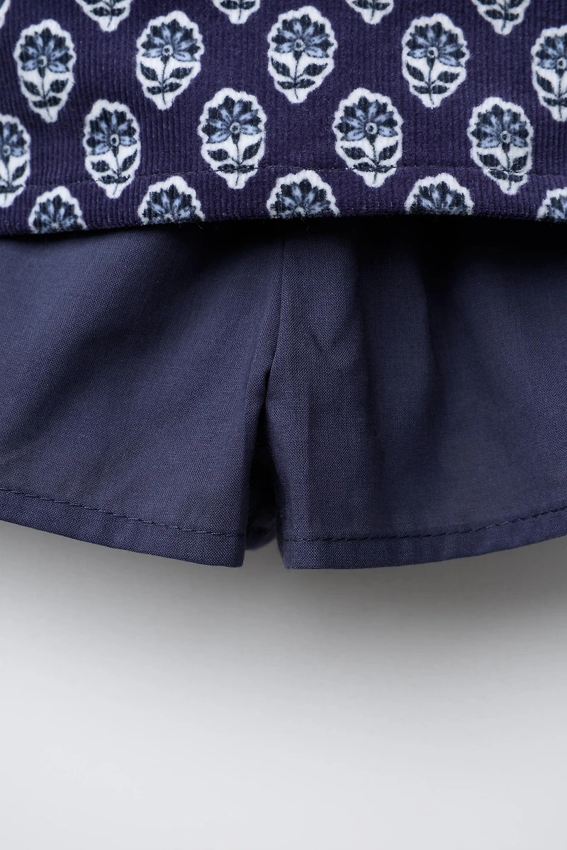 FLORAL CORDUROY SKORT